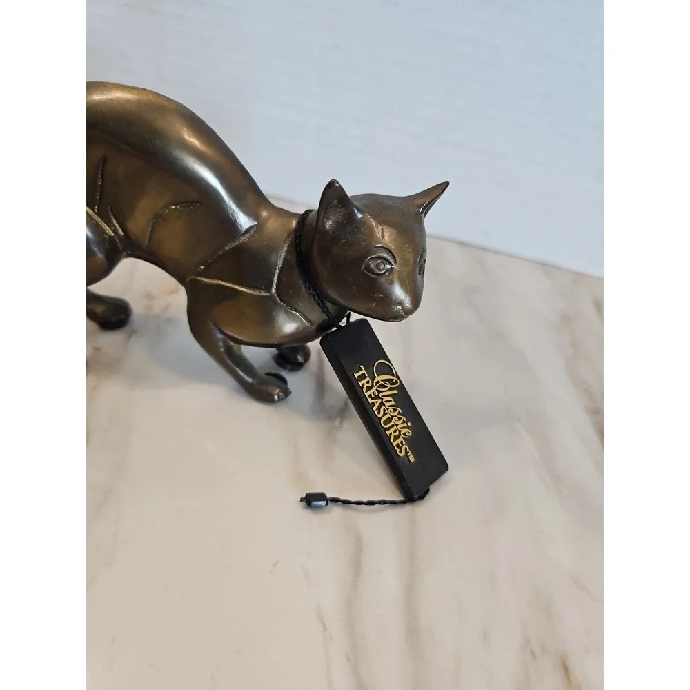Vintage Metal Crouching Cat Classic Treasures Brand Feline Kitty